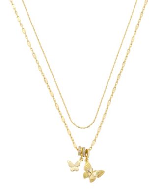 Cubic Zirconia Butterfly Charm Layered Necklace Set