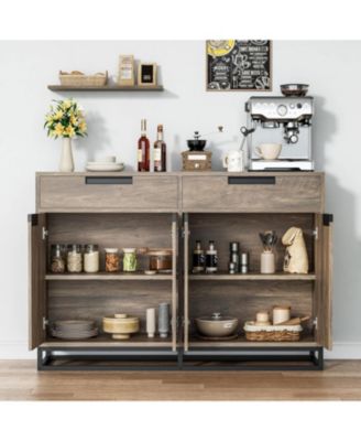 55" Modern Buffet Cabinet with Storage, Doors, and Shelves