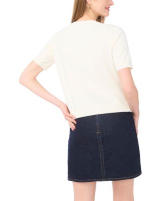 Women's Printed Short-Sleeve Sweater