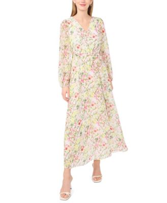 Women's V-Neck Wrap Front Maxi Dress