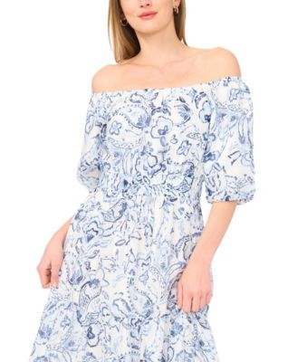 Women's Printed Tiered Ruffle Midi Dress