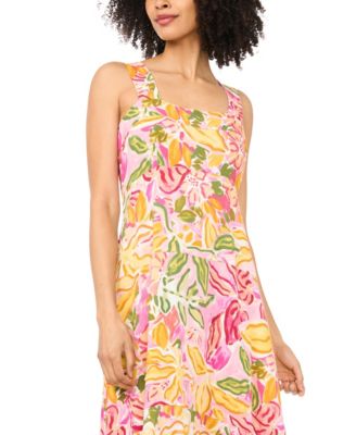 Women's Smocked Back Square Neck Maxi Dress