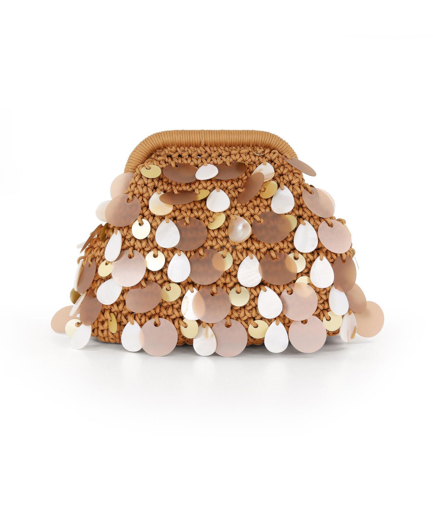 Женский клатч Jewel Badgley Mischka Marigold Crochet Corded Pouch Clutch w. Payette, цвет: Золотой — фото 3