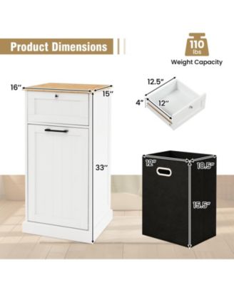 Freestanding Tilt Out Laundry Cabinet with Removable Basket and Storage Organizer