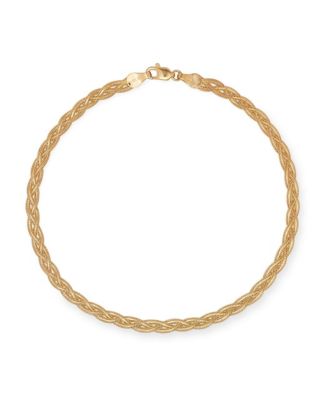 Solid 14k 10-inch 4mm Braided Foxtail Anklet