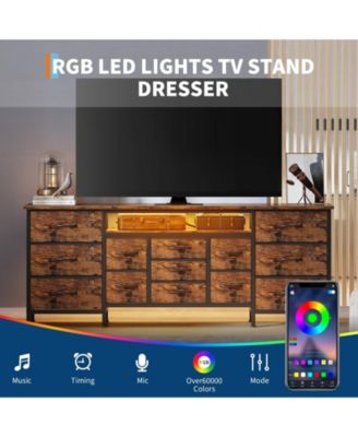 70 Inch TV Stand with Drawers and Outlet, Long Entertainment Center for 65 75 80 Inch TV, Fabric Dresser Media Console