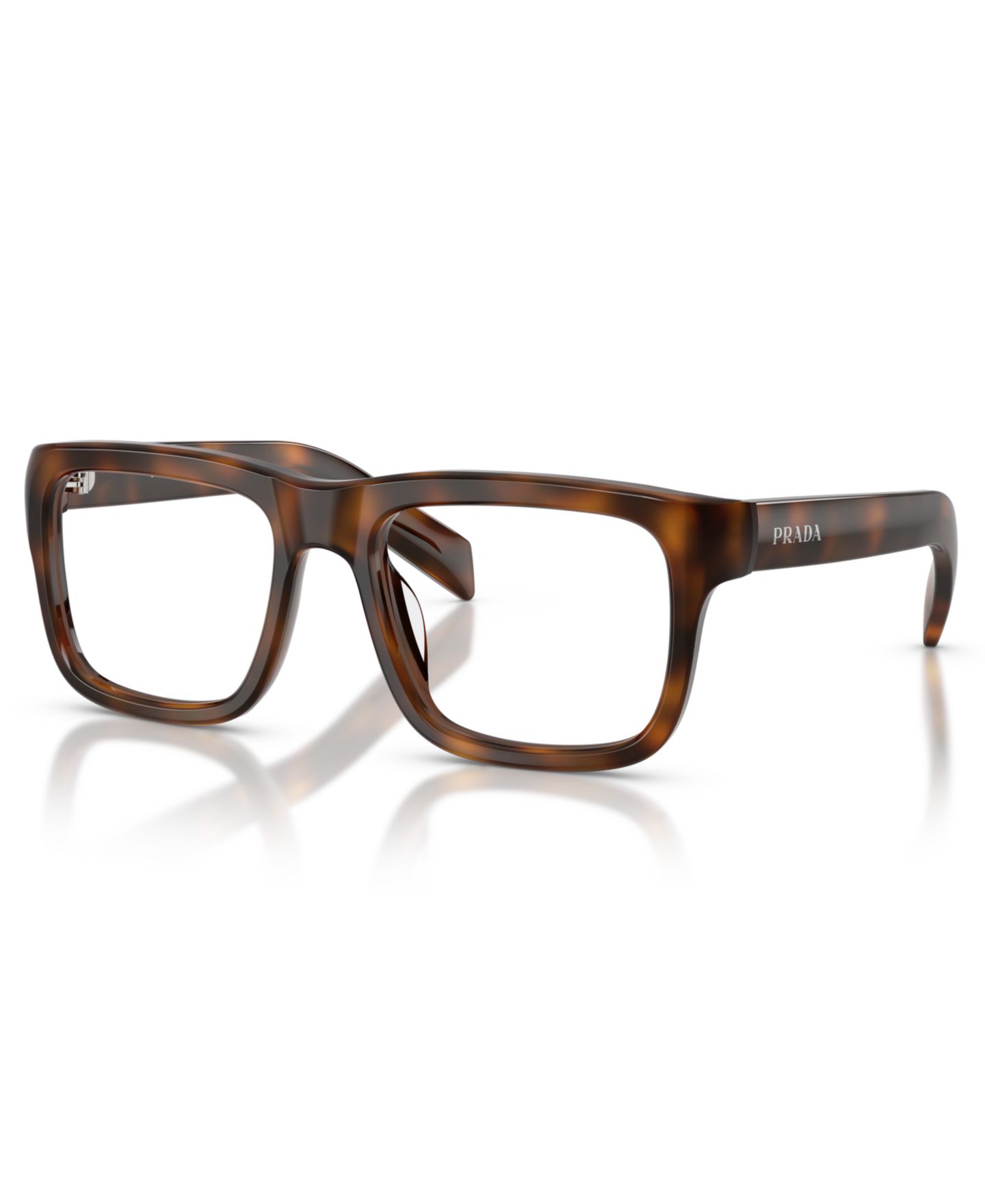 Мужские очки PRADA Man Rectangle Plastic PR D02V Eyeglasses, цвет: Гавана — фото 1