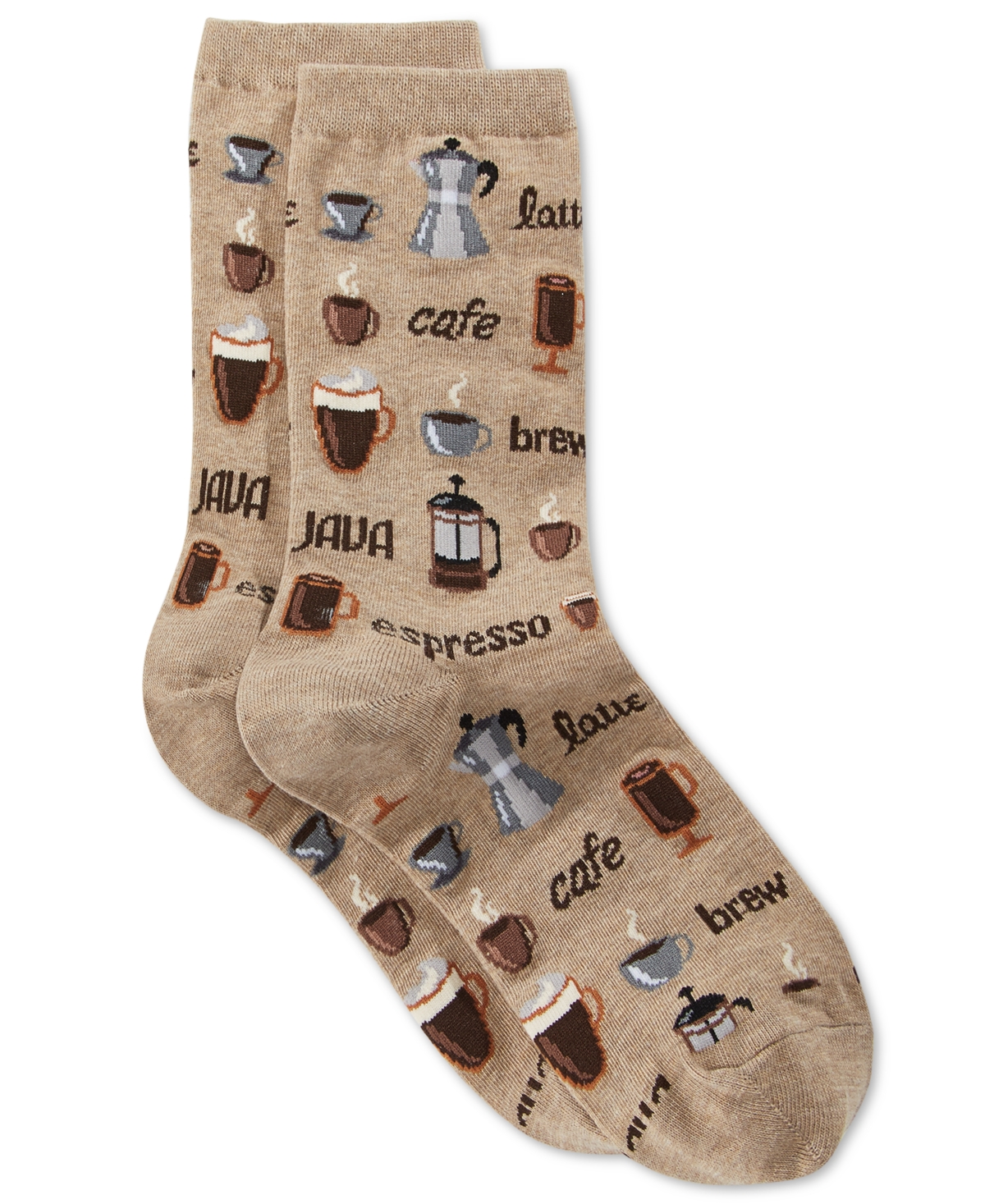 Women's Coffee Fashion Crew Socks - Hemp Heather
