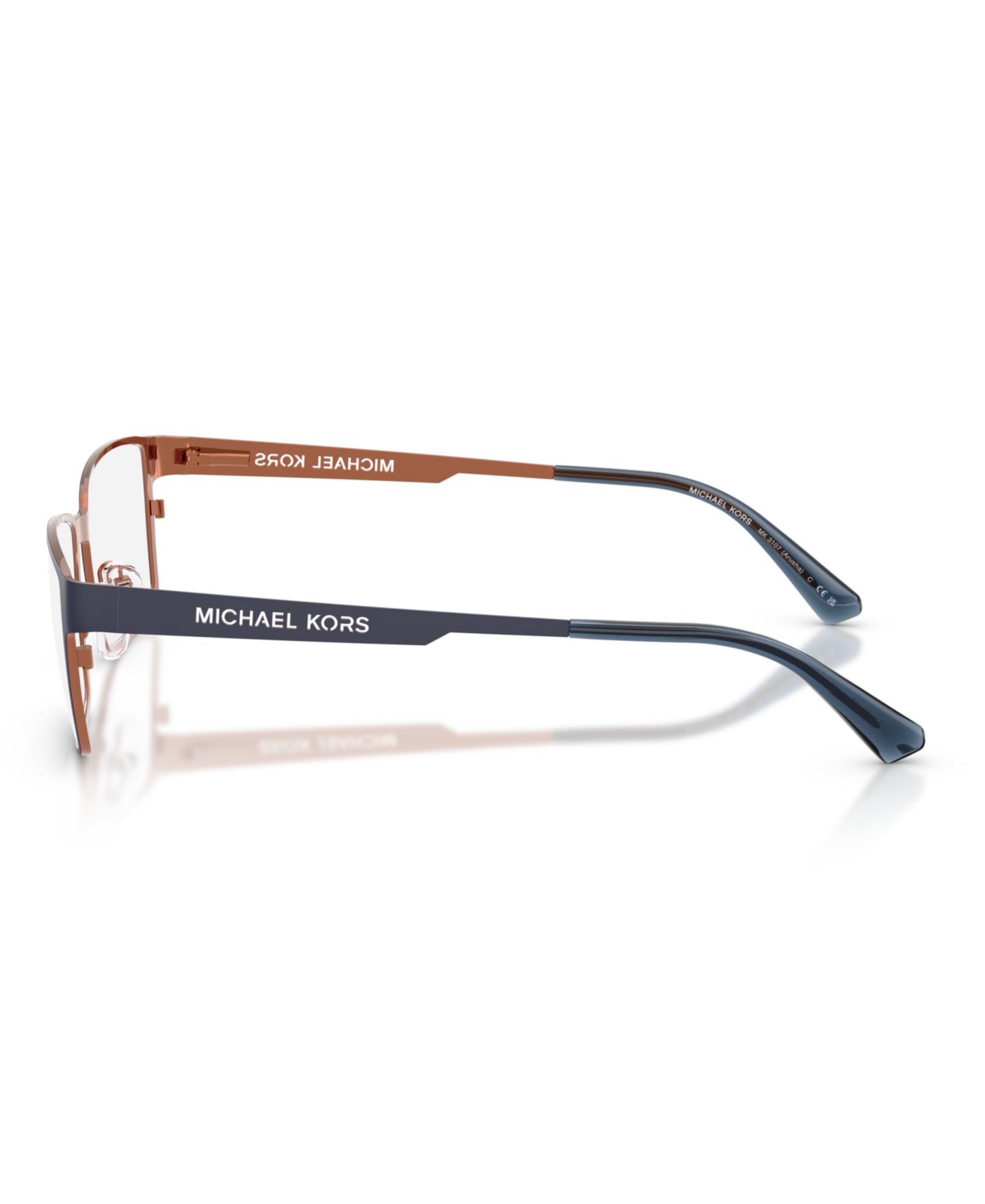 Мужские очки Michael Kors Man Rectangle Metal MK3107 Arusha Eyeglasses, цвет: Тёмно-синий — фото 4