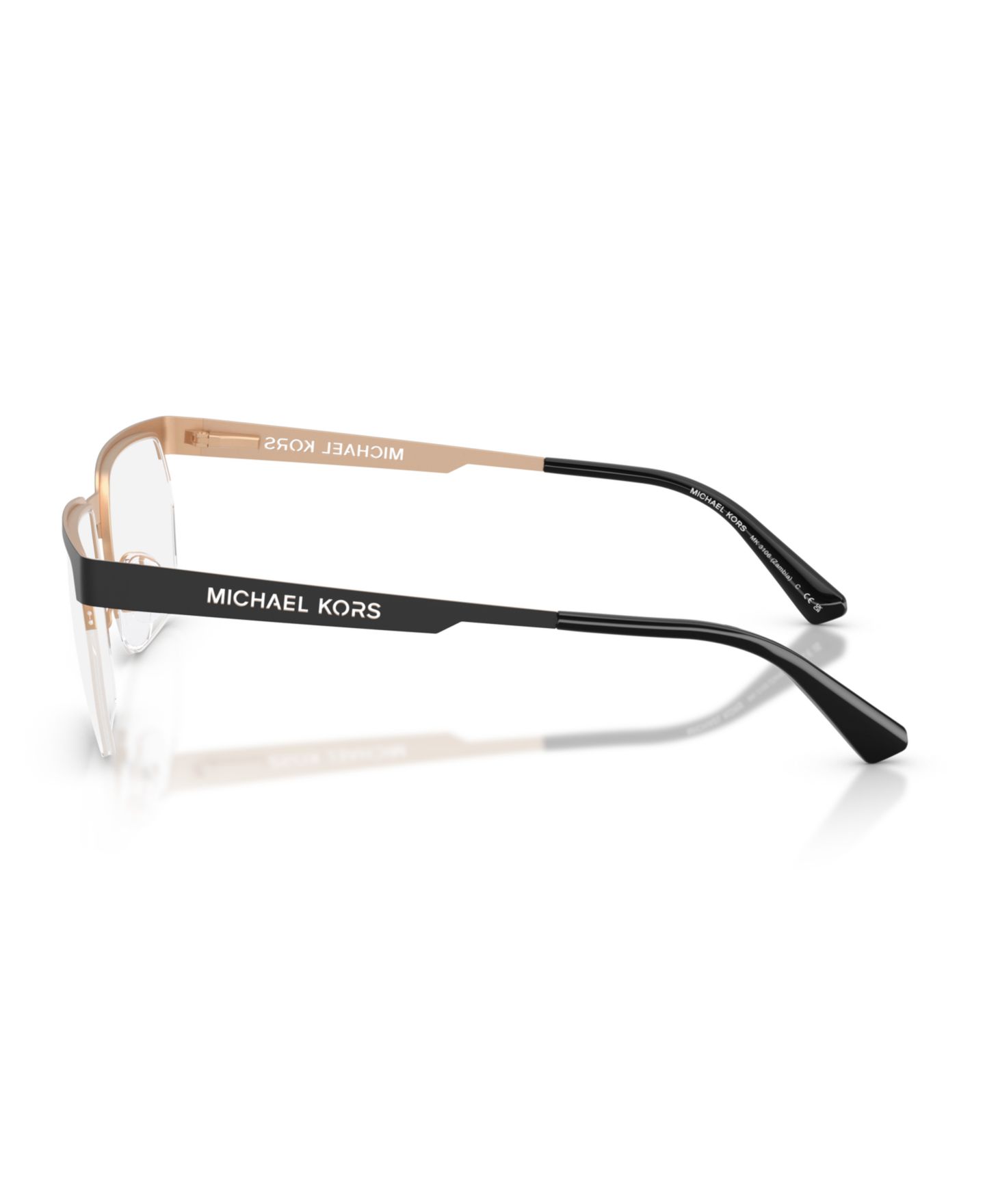 Мужские очки Michael Kors Man Rectangle Metal MK3106 Zambia Eyeglasses, цвет: Чёрный матовый — фото 4