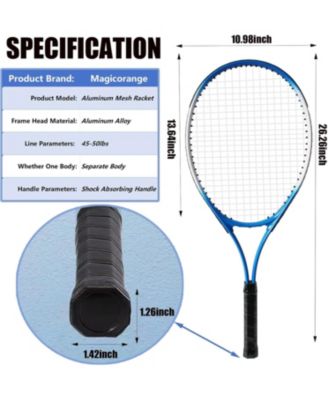 Tennis Racket Set for Adults 2 Players Includes 27 Inch Racquets 4 Tennis Balls Solo Trainer 3 Overgrips and Portable Bag
