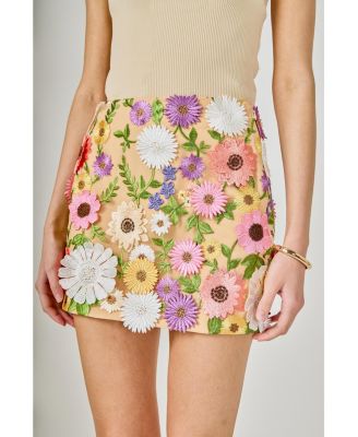 Women's Floral Embroidered Midi Skirt