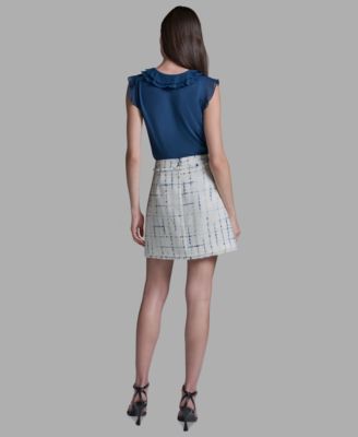 Women's Button-Front Tweed Mini Skirt