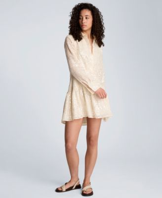 Women's Curved Yoke Mini Shirt Dress