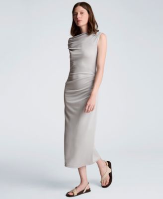 Women's Off-The-Shoulder Ruched Waist Midi Dress