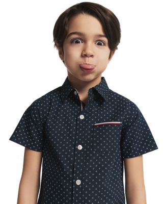 Boys' 2T-7 Point Collar Shirt and Shorts, 2-Piece Set