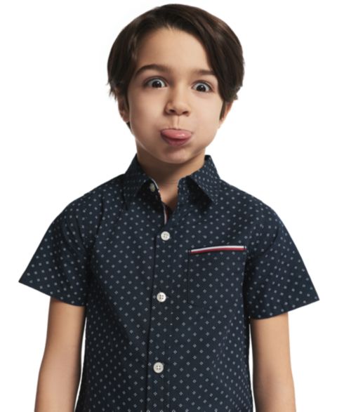 Детский комплект Tommy Hilfiger: рубашка с отложным воротником и шорты, 2T-7, цвет: Яркий белый