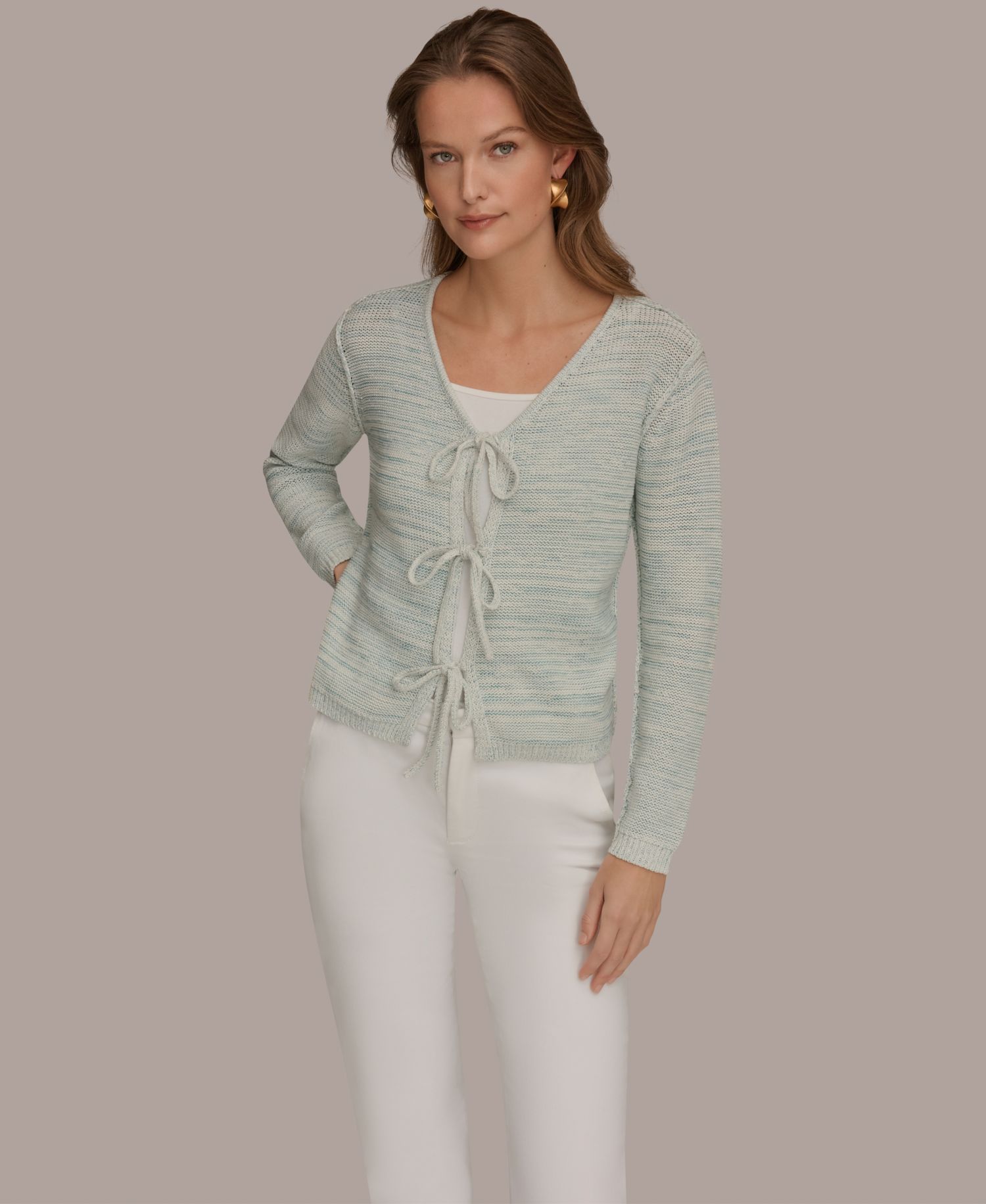 Women's V-Neck Tie-Front Cardigan