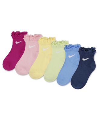 Girls' 4-7 Ruffle Detail Ankle Socks, 6-Pack Set