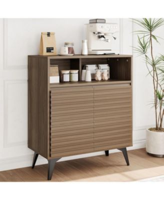 Fluted Storage Cabinet, Sideboard Buffet Cabinet with Storage & Adjustable Shelves for Living Room, Kitchen, Entryway