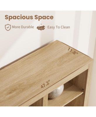 72" Farmhouse Floor Standing Bookcase, Bookshelf with 4 Drawers, Freestanding Display Storage Shelves for Bedrooms.