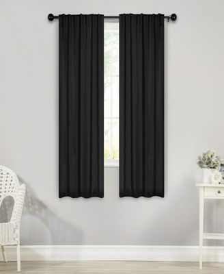 Solid Machine Room Darkening Blackout Curtains with Back Tabs, Set of 2
