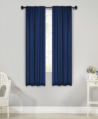Solid Machine Room Darkening Blackout Curtains with Back Tabs, Set of 2
