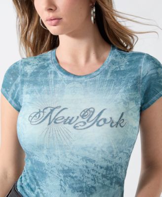 Women's Beverly Hills Rhinestone Crew Neck T-Shirt