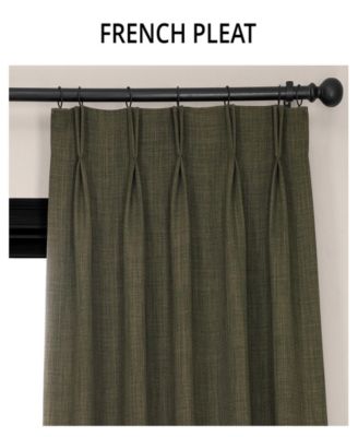 French Pleat Textured Faux Linen Room Darkening Curtain