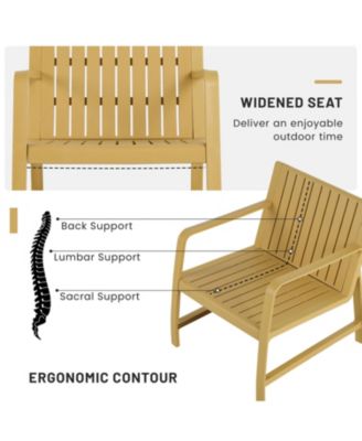 2 Piece Indoor Outdoor Furniture Set with Chair Coffee Table Waterproof PP Material Easy Assembly Patio Conversation Set