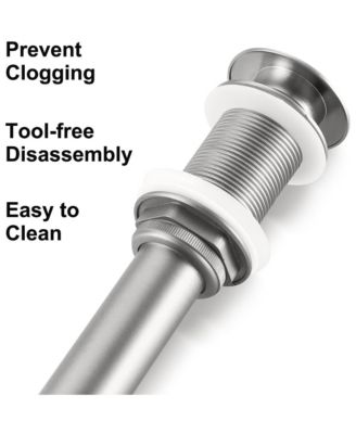 2 Pcs Bathroom Sink Drain without Overflow, 304 Stainless Steel Vessel Sink Pop-Up Drain Stopper - Brushed Nickel