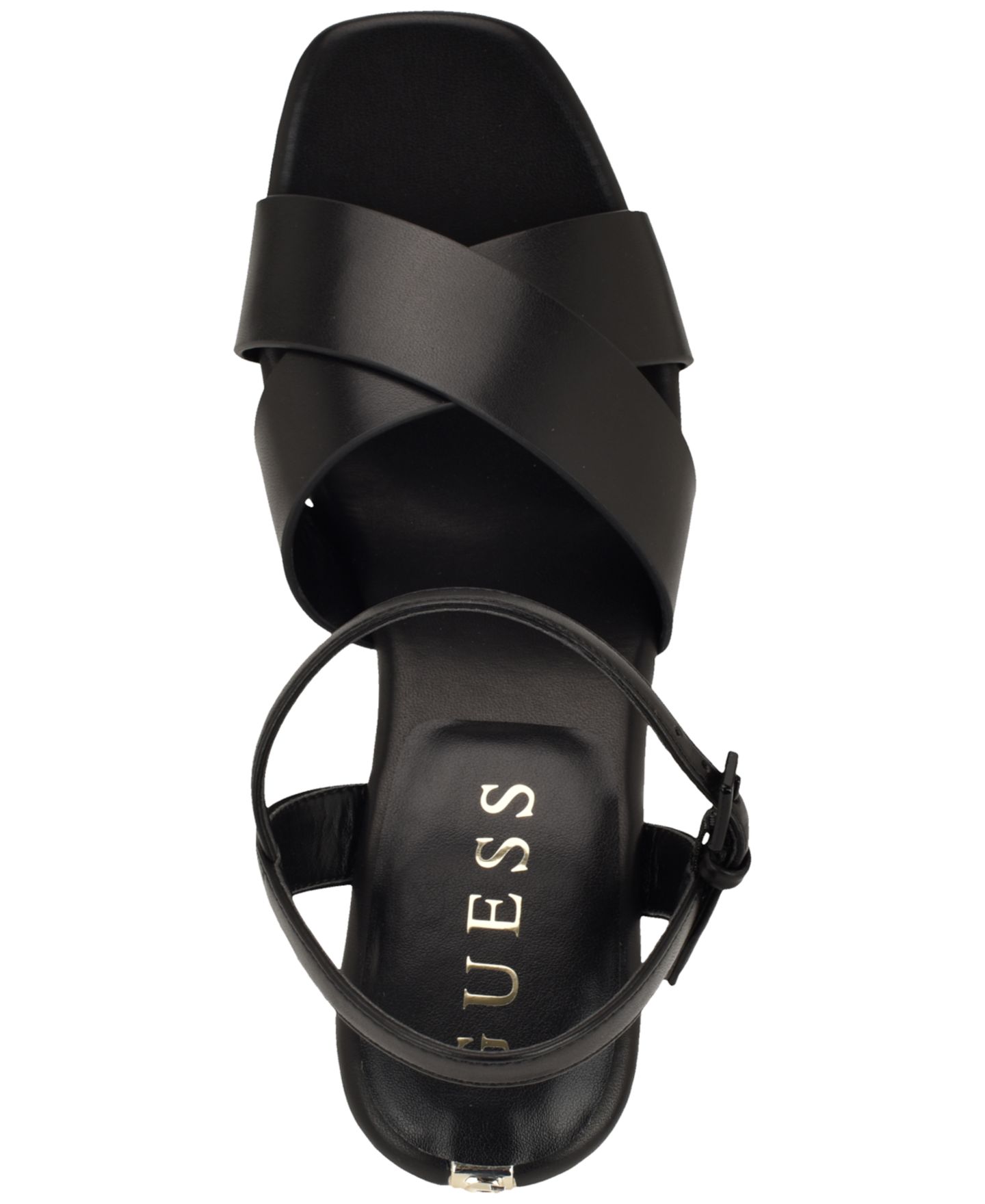 Женские сандалии GUESS Qeelin Criss-Cross High Block Heel Platform, цвет: Чёрный — фото 4