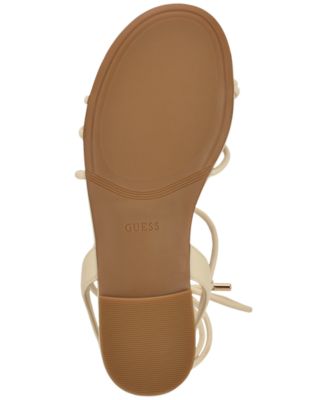 Women's Tabell Strappy Gold Dome Tie-Up Flat Sandals