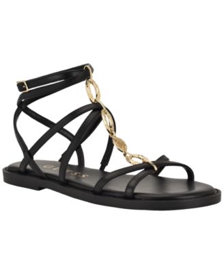 Women's Grunge Gladiator Ornamented Flat Sandals