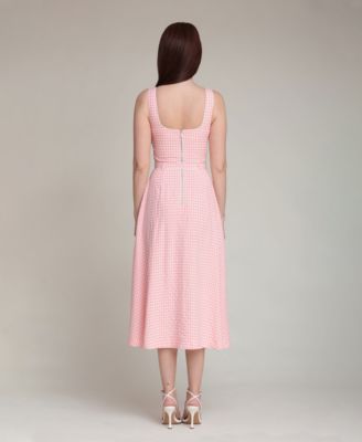 Women's Gingham Checkered Midi Dress