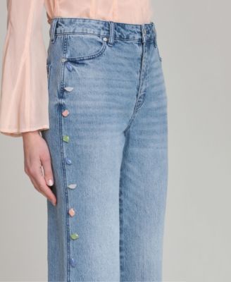 Women's Mid-Rise Stone Embellished Jeans