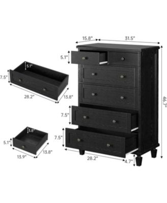 Vintage Drawer Wooden Dresser with Tapered-Leg Support, Tall Bedroom Chest for Living Room Storage