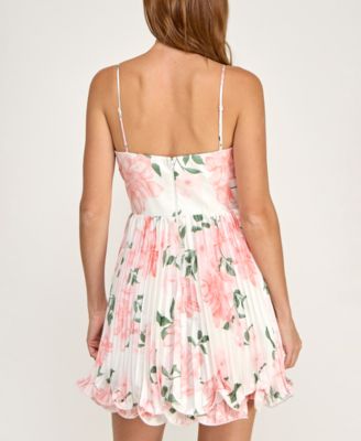 Juniors' Pleated Floral Dress