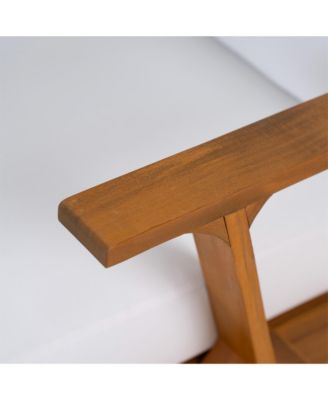 Patio Accent Chair 27.6" Wood Chair Outdoor Lounge Chair for Patios, Gardens, Beige Cushion