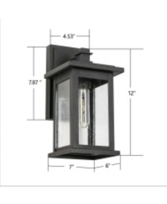 1-Light Black not Motion Sensing Dusk to Dawn Outdoor Hardwired Wall Lantern Sconce with No Bulbs Included