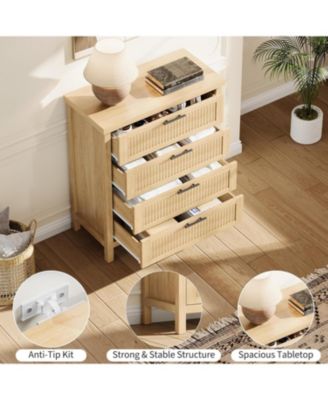 Fluted Dresser for Bedroom, Chest of Dressers 35.4" Tall Dresser for Closet with 4 Fluted Dressers Chest with Clothes Storage Cabinet