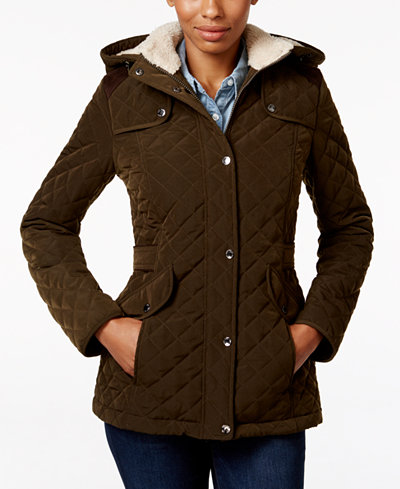 Laundry by Design Petite Faux-Fur-Lined Quilted Coat