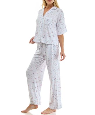 Women's Button-Up Top and Pull-On Pajama Pants, 2-Piece Set