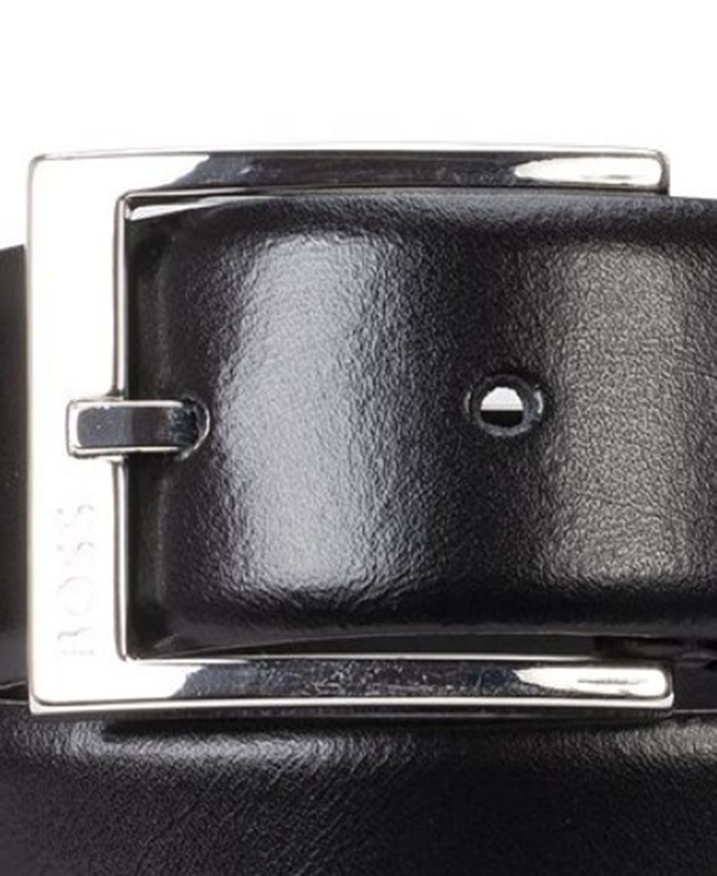 Мужской ремень Hugo Boss Silver-Tone Buckle Belt, цвет: Чёрный — фото 3