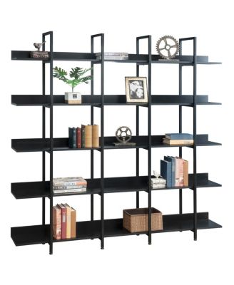 5 Tier Vintage Industrial Bookcase with Metal Frame & MDF Board