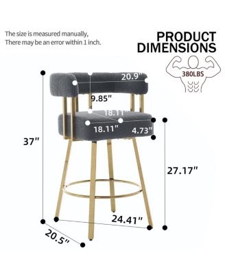 TS Modern decorative chair, living room side chair with gold legs, no wheels, 2PC