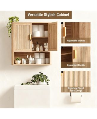 Adjustable Wood Shelf Bathroom Cabinet - Multi-functional, Space-saving, Easy Assembly