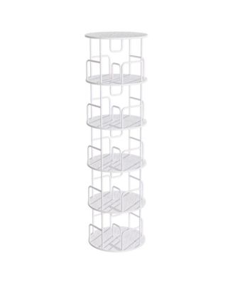360° Rotating Bookshelf Tower, 5-Tier Round Vertical Storage Display Rack, Narrow Tall Bookcase for Living Room and Home Office