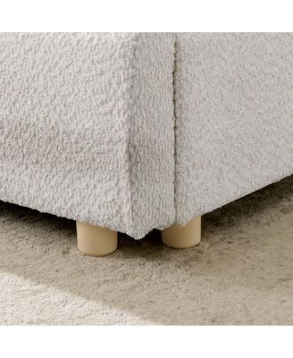 Streamdale Queen Size Upholstered Bed Frame, Modern Minimalist Curved Headboard