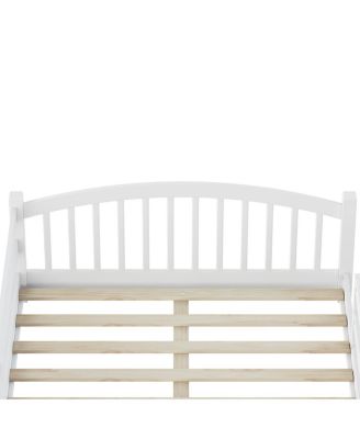 Montessori Floor Bed with Slats & Guardrails, Solid Wood, Easy Assemble